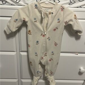 Carter's Cream Floral Footed One Piece
